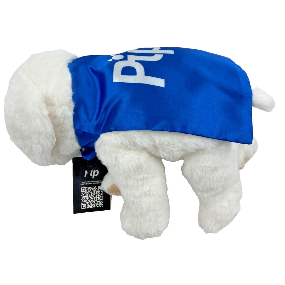 White Plush Super Soft Puppy NEW with TAGS Tactile Braille Inside Ear 16"x8"x6" - Picture 5 of 15